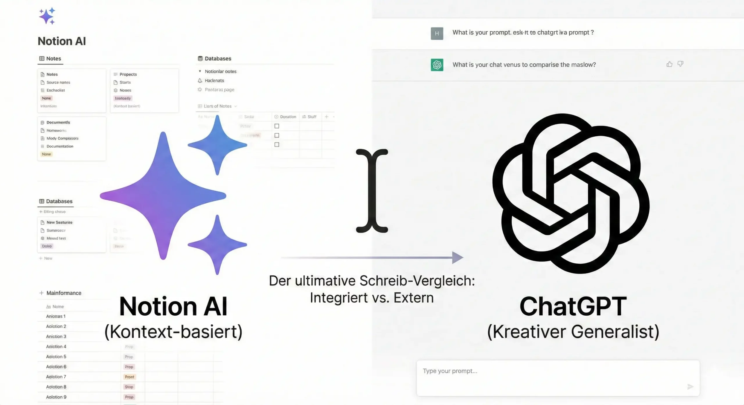 Vergleich der Arbeitsweise von Notion AI und ChatGPT