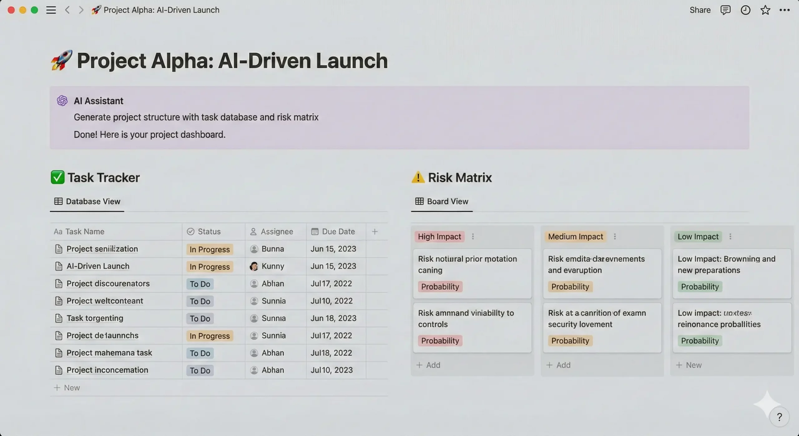 Notion AI Datenbank Ansicht