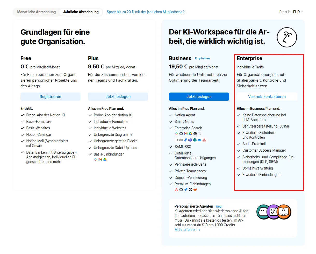 Notion Enterprise Plan Details