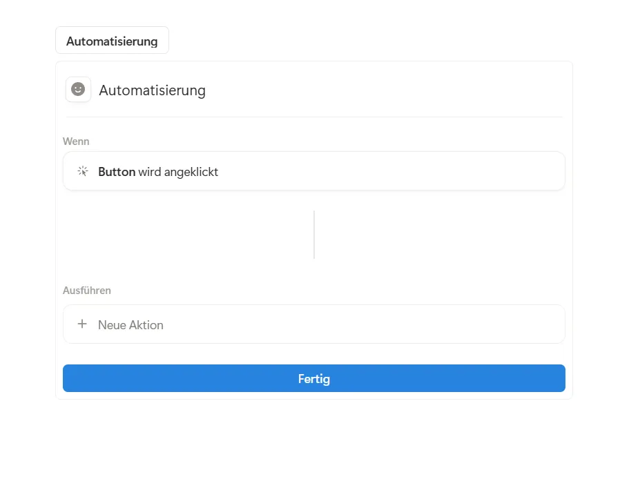 Notion Knopf-Automatisierungen – Übersicht der Button-Konfiguration