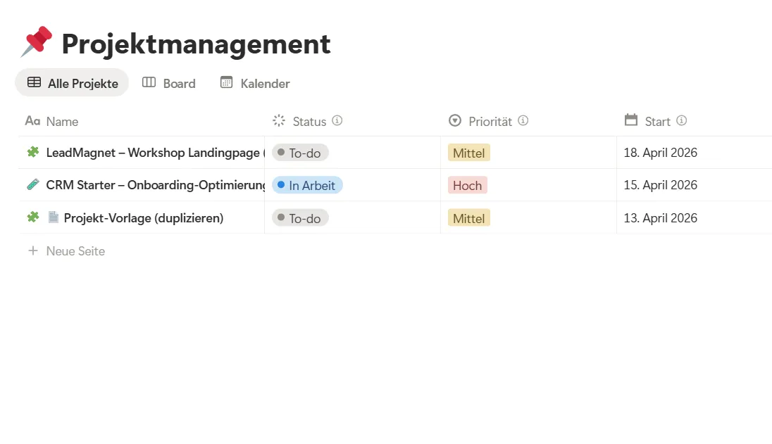 Notion Projektmanager